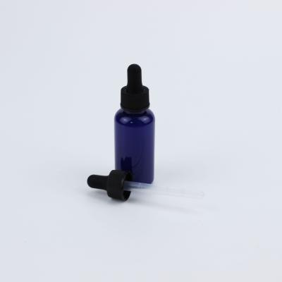 China Personal Care Popular Design 60ml Blue Plastic Essential Oil Bottle With 20mm Plastic Dropper Cap for sale