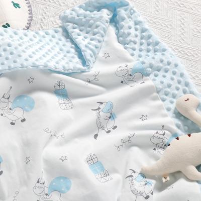 China C'dear New Design Anti-Static Gift Set Super Soft Cotton Minky Dot Baby Blankets Comforter With Plush Toy for sale