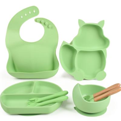 China Wholesale Viable C'dear BPA Free Waterproof Baby Silicone Spoon, Baby Silicone Bowl, Silicone Baby Bib Set for sale