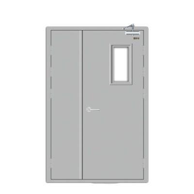 China Fire Protection BS Standard 2 Hour Fire Door Fire Rated Emergency Exit Door With Panic Bar Glass And Lockset for sale