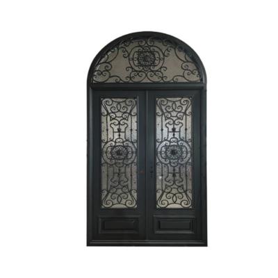 China Modern Modern Stylish House Iron Main Deigns Wrought Iron Steel Exterior Swing Door for sale