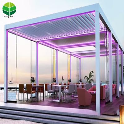 中国 Shanghai Supplies Outdoor Louvered Aluminum Roof Pergola Kits Solar Lights Easily Assembled For Pergola 販売のため