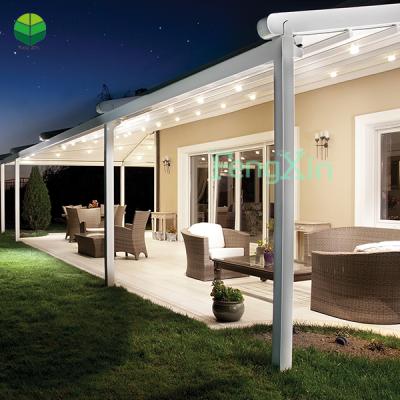 China LED Light Strips / Side Screen Retractable Pergola Awnings Cover System Outdoor Roof Pergola Gazebo Sunshade Roof for sale