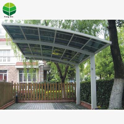 China UV-Resistance Waterproof High Quality Flame Retardant Metal Frame Parts Free Standing Aluminum Curved Parking Lot for sale