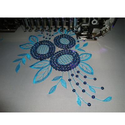 China High quality and shockproof industrial sewing machine with10 flat and double sequin embroidery heads for sale