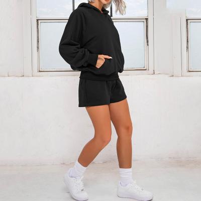 China Anti-Wrinkle Short Jogger Shorts Set Sweatsuit Oversized Pull Over Hoodie Suit Women Jumper Sets for sale