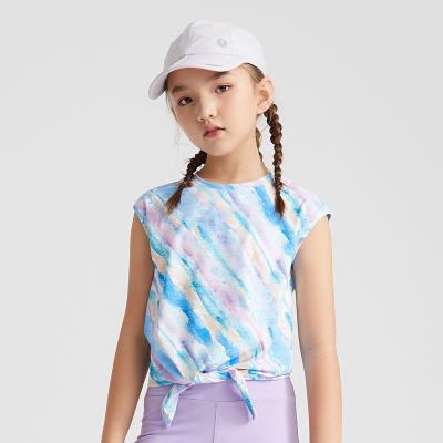 China Breathable Sublimation Girls Tops Yoga Workout Clothes Kids Fitness Yoga Wear Kids Sportswear Gym Vest Printed Tank Top for sale