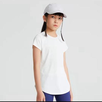 China Women Breathable Short Sleeve Sports Girl Gym T-shirt Fitness Kids Running Tops Tees Jogging Top Kids Training Yoga T-shirt for sale