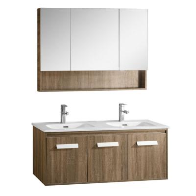 China Lowest Price Modern Chinese Hotel Factory Double Sink Plywood Bathroom Vaniitory, Mirror Basin Cabinet for sale