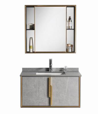 China Modern Style Wall Mounted Black Silver White Carcass LED Light Gray Bathroom Vanity Sale Soft Mirrored Copper Cabinets Customized Parts for sale