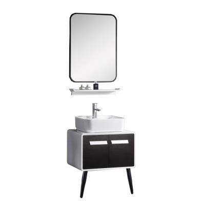 China Good Quality Modern Chinese Cheap Hotel Bathroom Floor Mounted Solid Wood Vanity With Mirror for sale