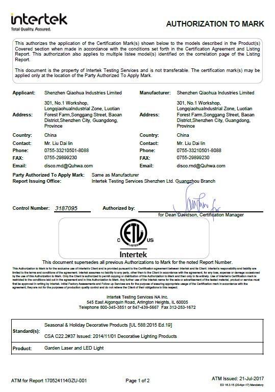 ETL - Shenzhen Qiaohua Industries Limited