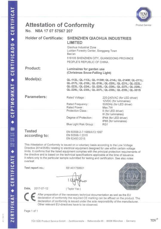 CE - Shenzhen Qiaohua Industries Limited