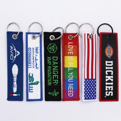 China Other Brand Wholesale Cheap Custom Logo Embroidery Keychain High Quality Letter Embroidered Tag Key Chain For Gift for sale