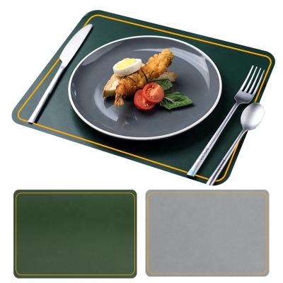 China Durable Leather PU Dining Table Mat Double Side Design Waterproof Heat Insulation Placements for sale