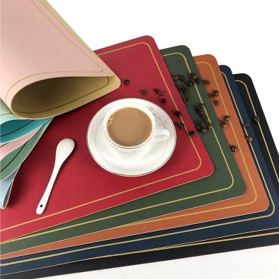 China 2022 Customs Viable Table Mat Insulation Gold Table Mats Logo Placement Table Excellent Leather for sale