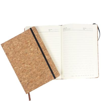 China Eco-Friendly Hardcover Factory Price Cork Diary Journal With Elastic Strap A5 PU Hardcover Book Notebook for sale