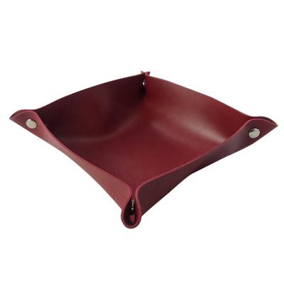 China Free Sample Minimalist High Quality PU Leather Portable Folding Tray Durable Custom Jewelry Leather Square Tray for sale