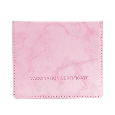 China Fashion Design Marble PU Card Holder 4x3 Thumb Vaccination Certificate Leather Vaccine Protector for sale