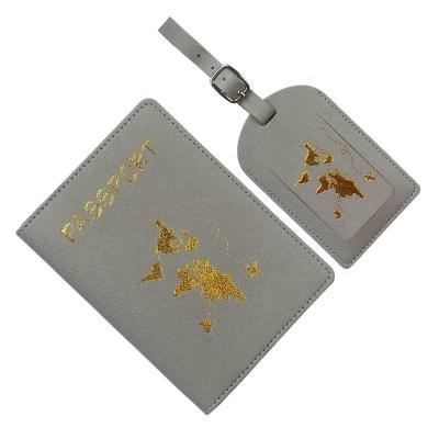 China Hot Selling Waterproof Passport And Luggage Tag Set Passport Holder Wallet With Card Gold Stamp for sale