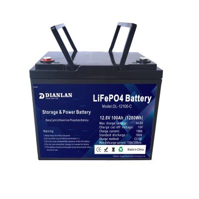 China Yacht Boat Lithium Battery 12V 100Ah 1280Wh Lifepo4 Rechargeable Lightweight Battery Pack 260*170*210mm for sale