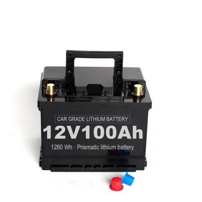 China Auto start battery 12v 100ah lithium car starter battery 12v 100ah crank 240*175*190mm for sale