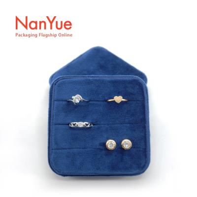 China Portable Travel Jewelry Box Velvet Ring Box Jewelry Ring Earrings Lovely Show Jewelry Gift Box for sale