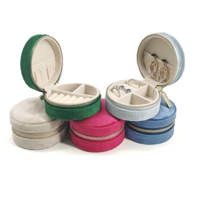 China Round Velvet Jewelry Storage Box Travel Jewelry Storage Box Gift Jewelry Storage Box for sale