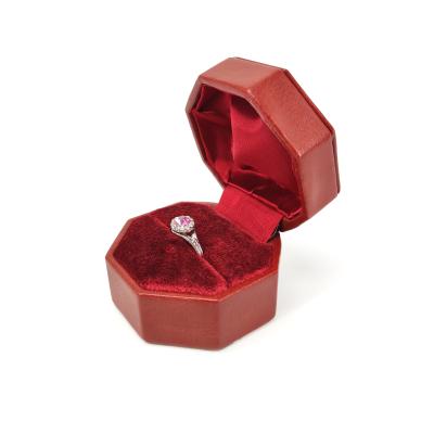 China Velvet+ABS Customized LOGO Ring Box PU Ring Box Luxury Octagonal Ring Box Factory Direct Selling for sale