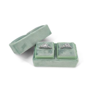 China Velvet + ring box wholesale ABS manufacturers velvet ring box quadrilateral velvet jewelry box can be customized LOGO for sale