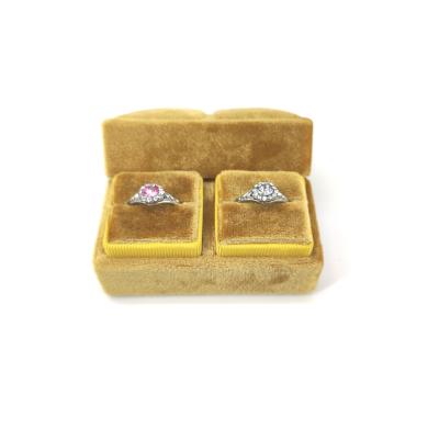 China Handmade Double Velvet Ring Box Wedding Jewelry Ring Box Sells Hot-wholesale for sale