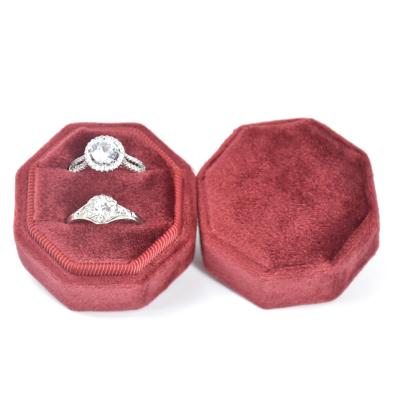 China Velvet + Handmade Octagonal Jewelry Box Wholesale Stain MOQ1pcs Ring Box Cheap Ring Box for sale