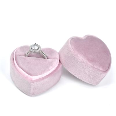 China Velvet + Handmade Spot MOQ1pcs Heart Velvet Ring Box Supplier Custom Velvet Ring Box for sale