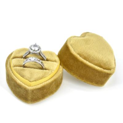 China Velvet + MOQ1pcs Handmade Stain Heart Shaped Ring Boxes Custom Jewelry Boxes Velvet Ring Boxes Wholesale for sale