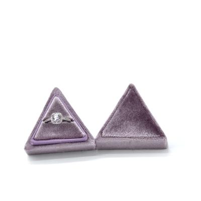 China Velvet+Ring Box Spot MOQ1pcs Velvet Ring Box Handmade Custom LOGO Triangle Ring Box Wholesale Supplier for sale