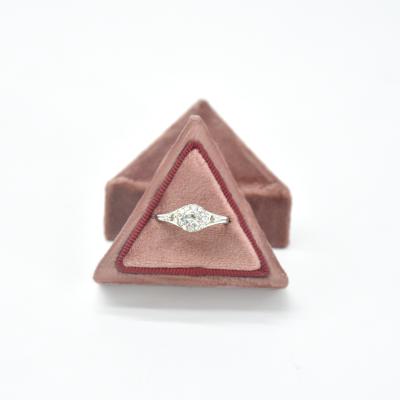 China Velvet + Custom LOGO Wholesale Custom Spot MOQ1pcs Triangle Ring Box Velvet Handmade Jewelry Box for sale