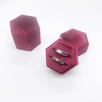 China Custom Wedding Velvet Ring Box Vintage Hexagon Ring Box Jewelry Box Packaging for sale