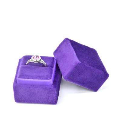 China Wholesale Custom Luxury Velvet Square Small Ring Box Wedding Ring Box Velvet Logo Ring Box for sale