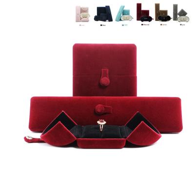 China ABS+Pilou set of open double ring box factory direct customizable stain logo jewelry box high end box for sale