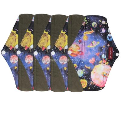 China TEBEIYOU Super Absorbent Charcoal Bamboo Cloth Pads Washable Reusable Mom Cloth Menstrual Pads for sale