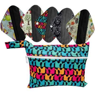 China New Pattern Breathable Charcoal Bamboo Washable Reusable Cloth Panty Liners Menstrual Mommy Cloth Sanitary Pads for sale