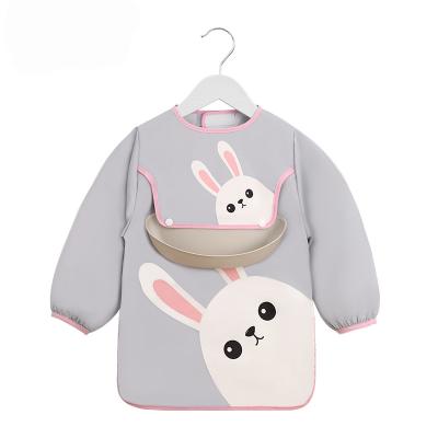 China New Design Sustainable Baby Long Sleeve Overalls With Silicone Bibs Eating Playing Water Oil Proof Convenient Comfortable Adjustable Cute for sale