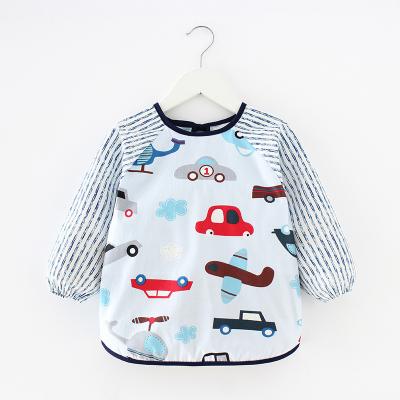 China Wholesale Sustainable Bibs Cotton Overall Comfortable Long Sleeve Drool Long Sleeve Baby Protect Clothes Cartoon Image Design New Bandana For Infant for sale