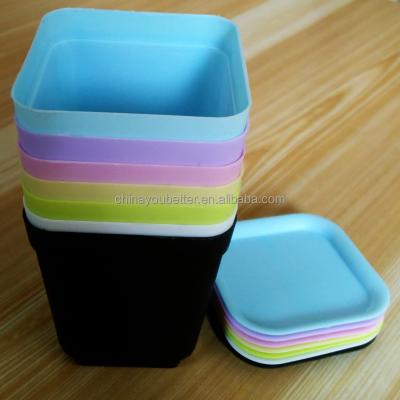 China Small Plastic Flower Pot Mini Plastic Pots Square Flower Bonsai Planter Nursery Gardening Pots for sale