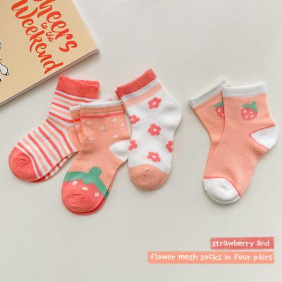 China Summer Breathable Fashion Cute Kids Cotton Socks Soft Cartoon Breathable Short Socks for sale