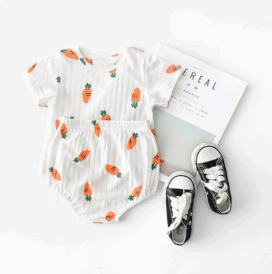 China Breathable Summer Clothes Cartoon Carrot Rabbit Toddler Infant Babies Short SleeveTops+Shorts Outfits 2PCS Set Clothes Suit for sale