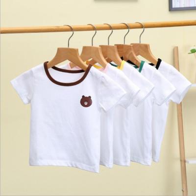 China Breathable Short Sleeve T-shirt Summer Children Kids White Cotton T-shirts For 1-3Y Children Cotton Clothing for sale