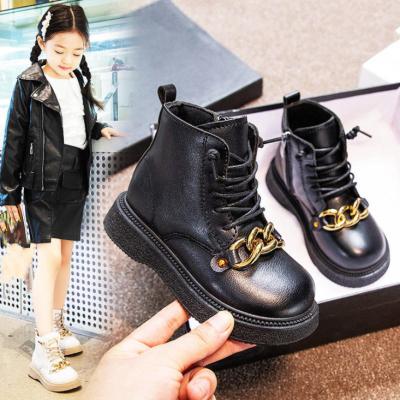 China Girl Martin Boots Breathable Leather Kids Shorts Student Brushed Boots Winter Boots For Kids for sale