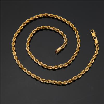 China Costume Jewelry Non-fading Rope Set Vacuum Rope Bracelet 24k Gold Plated Chain Necklace Men for sale