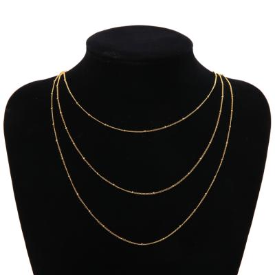 China New Fashion Adjustable Multi Layers Geometric Clavicle Necklace Non-fading 24k Gold Plated Heart Charm Rope Chain Necklace for sale